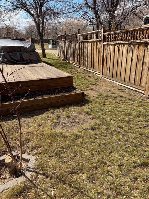 After the spring cleanup: Deck steps and fence line